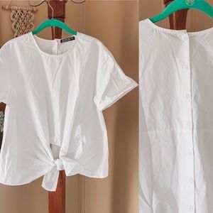 COTTON ON • tie front - button down back blouse